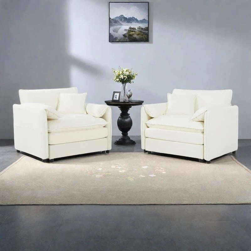2-Pieces Chenille Accent Sofa Chair Set of 2 with Oversized Armchairs and 29.92 Deep Seats (800lb Capacity)