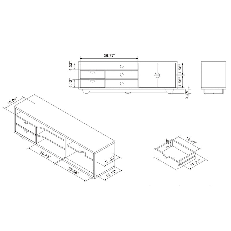 Kuutti Contemporary Brown 63-inch Multi-functional Storage TV Console by Strick & Bolton