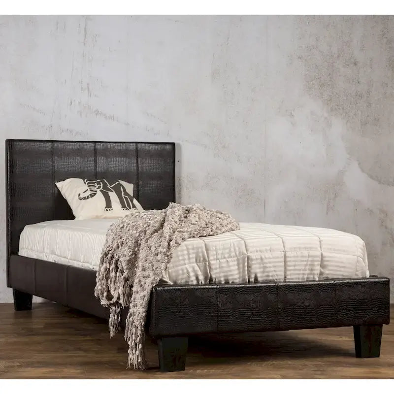 Gols Contemporary Brown Faux Leather Upholstered Platform Bed by Furniture of America