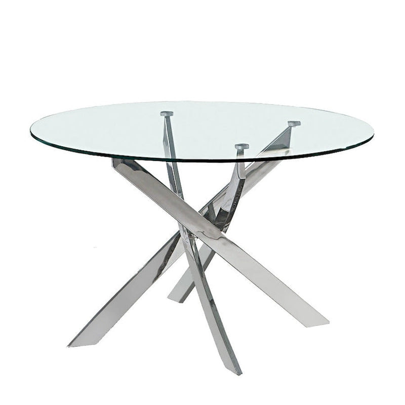 Creative Imageds Round Glass Dining Table with X-Cross Base