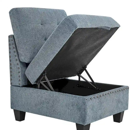 DIY Combination Modular Sectional Sofa with Hidden Storage and Copper Nail Inlays