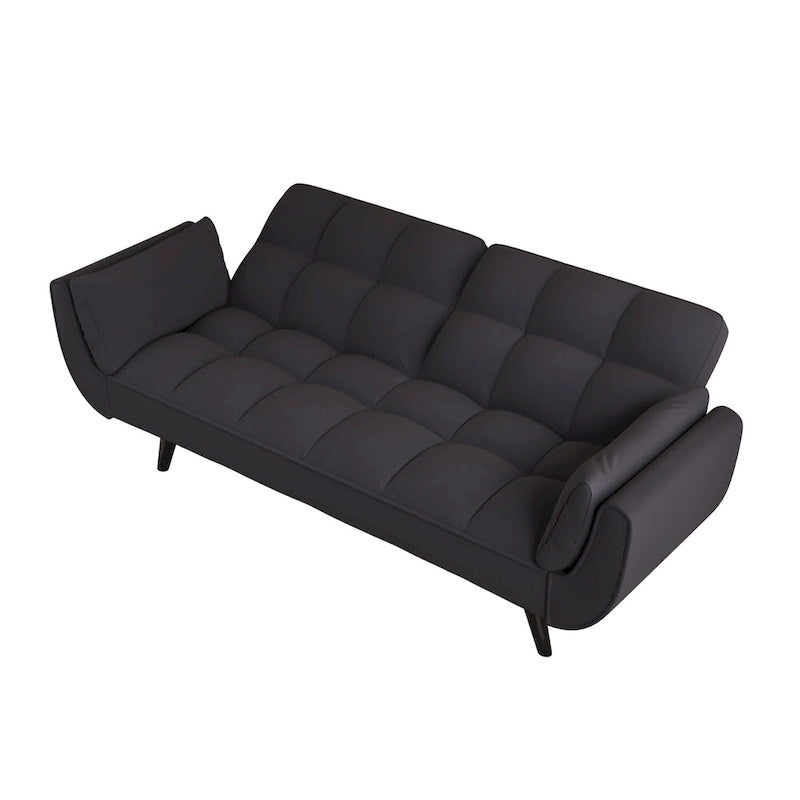 57 Sofa Bed,Polyester Blend Comfy Futon Couch Bed with 2 Square Pillows, Convertible Sleeper Sofa with Adjustable Backrest