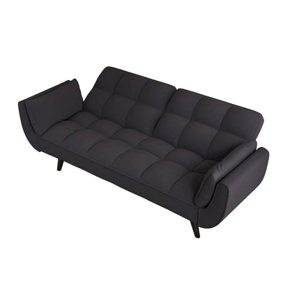 57 Sofa Bed,Polyester Blend Comfy Futon Couch Bed with 2 Square Pillows, Convertible Sleeper Sofa with Adjustable Backrest