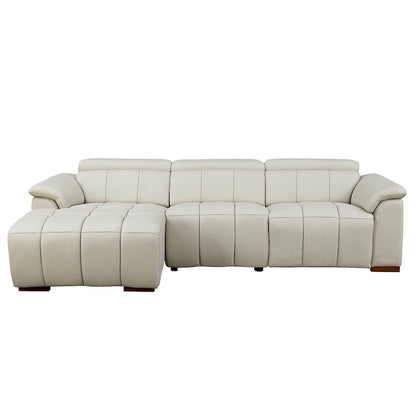 Wall-Hugger Reclining Sofa Modern Electric Control Genuine Leather L Shaped Couch, Seating Furniture with USB Port