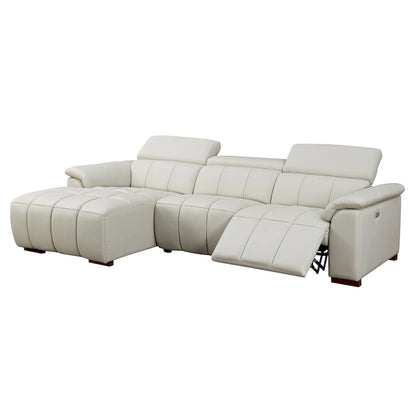 Wall-Hugger Reclining Sofa Modern Electric Control Genuine Leather L Shaped Couch, Seating Furniture with USB Port