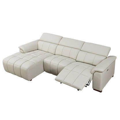 Wall-Hugger Reclining Sofa Modern Electric Control Genuine Leather L Shaped Couch, Seating Furniture with USB Port