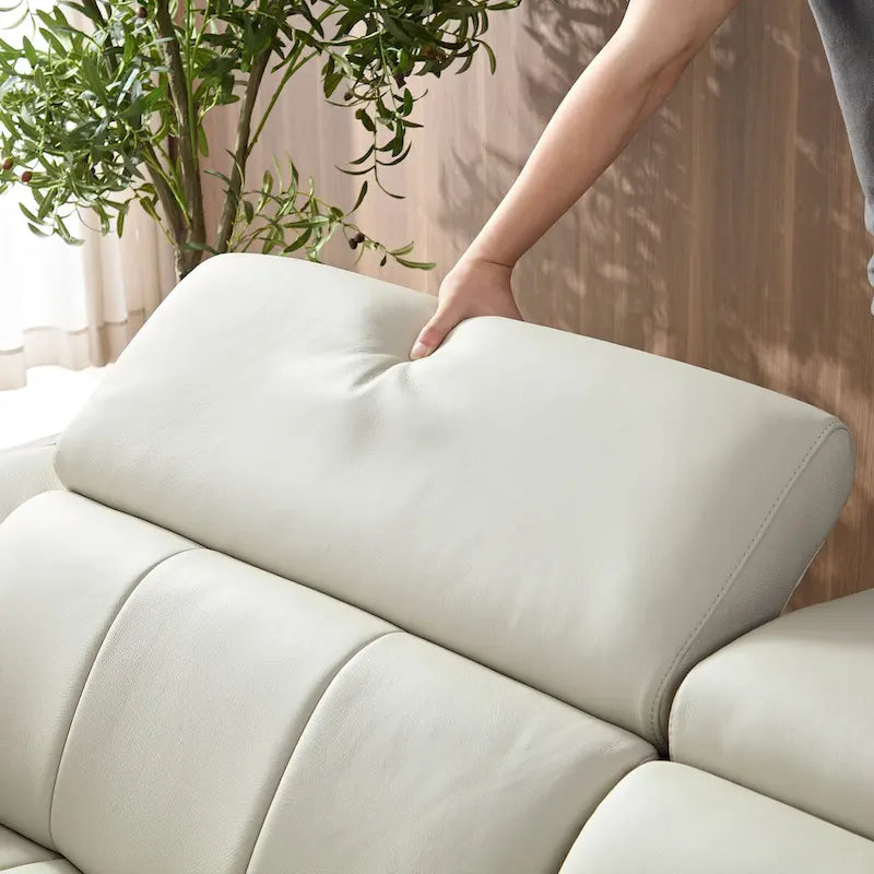 Wall-Hugger Reclining Sofa Modern Electric Control Genuine Leather L Shaped Couch, Seating Furniture with USB Port