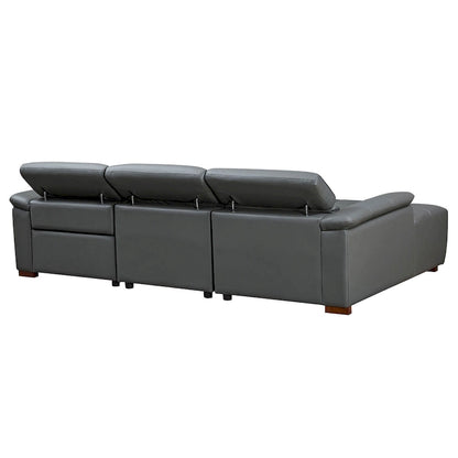 Wall-Hugger Reclining Sofa Modern Electric Control Genuine Leather L Shaped Couch, Seating Furniture with USB Port