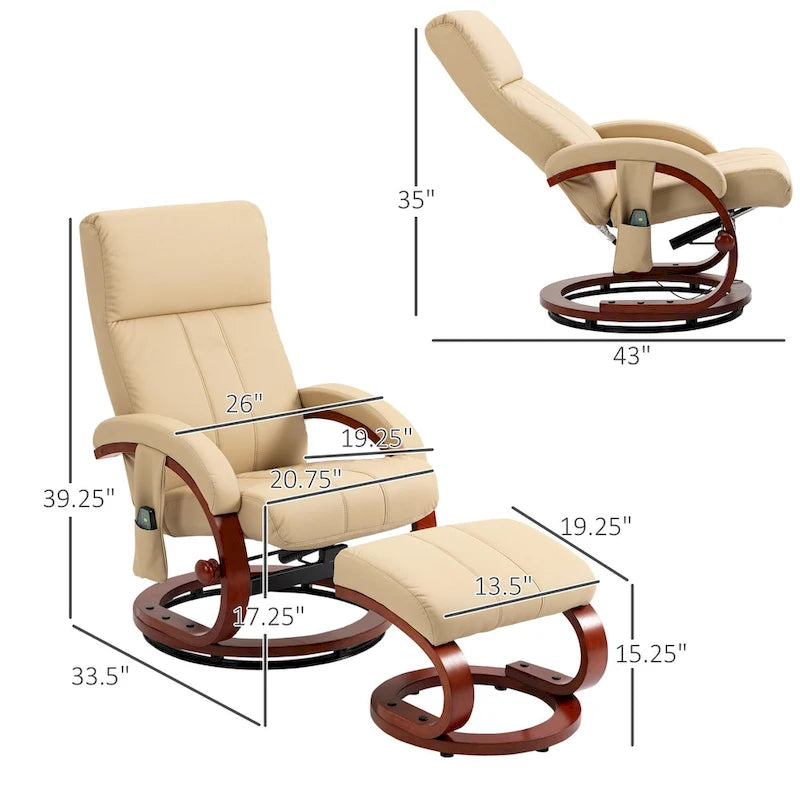 Modern 26 High Back Swivel Recliner Chair with Remote Control