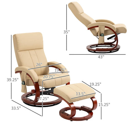 Modern 26 High Back Swivel Recliner Chair with Remote Control