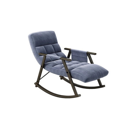 Casual folding rocking chair upholstered, lounge rocking chair adjustable high back and foot rest