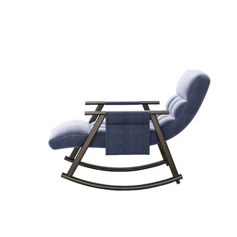 Casual folding rocking chair upholstered, lounge rocking chair adjustable high back and foot rest