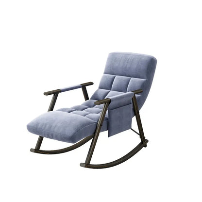 Casual folding rocking chair upholstered, lounge rocking chair adjustable high back and foot rest