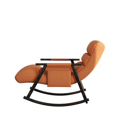 Casual folding rocking chair upholstered, lounge rocking chair adjustable high back and foot rest