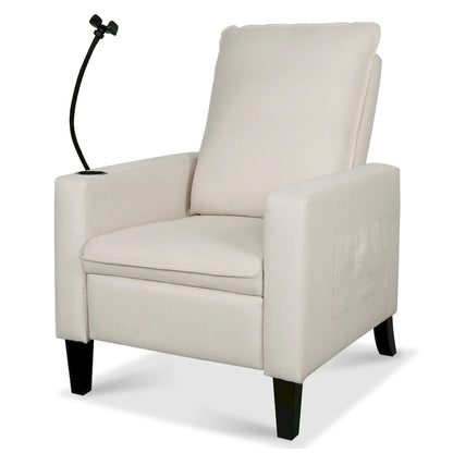 Modern Fabric Manual Recliner with Phone Holder, Cup Holder, Footrest