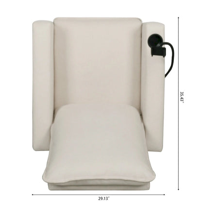 Modern Fabric Manual Recliner with Phone Holder, Cup Holder, Footrest