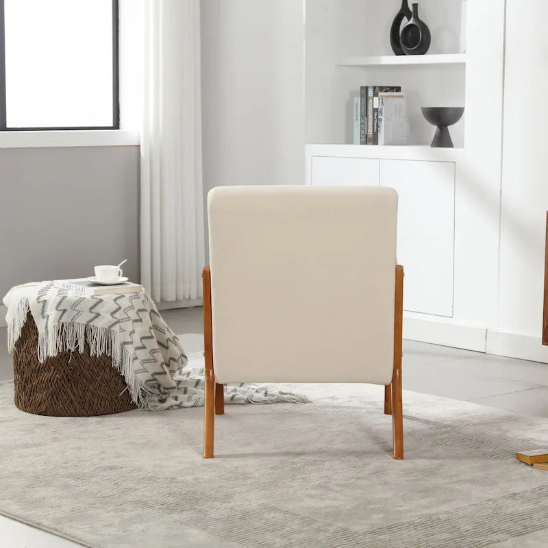 Modern Accent Chair, Solid Wood Padding Lounge Armchairs With One pillow for Living Room, Bedroom, Guest Room