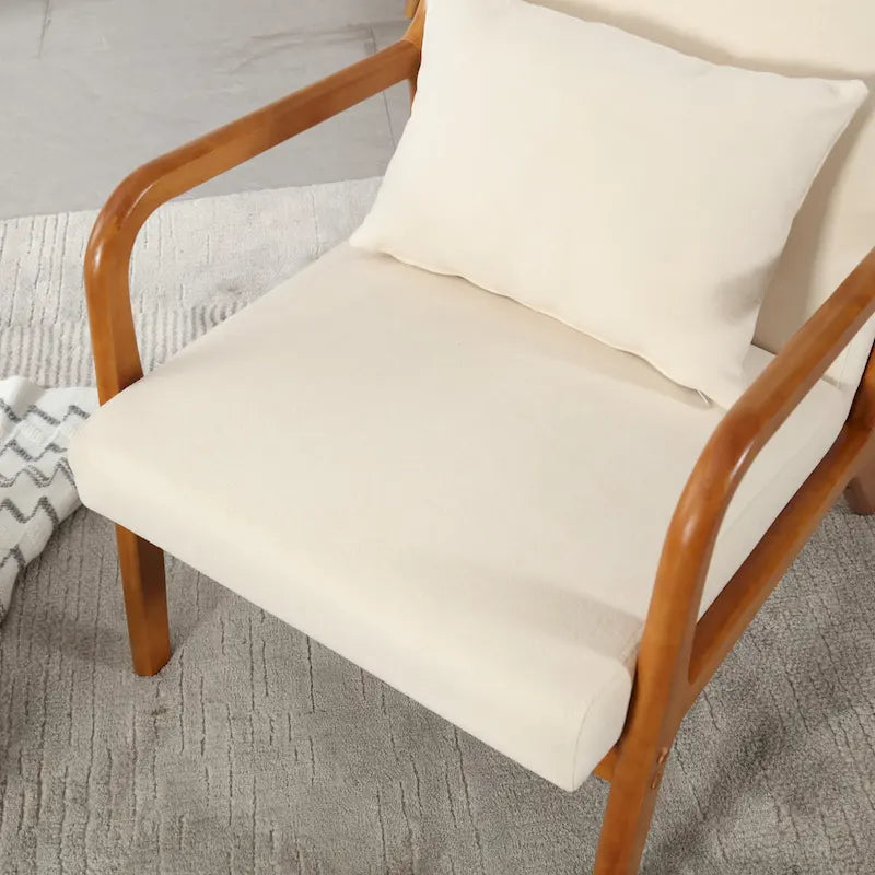 Modern Accent Chair, Solid Wood Padding Lounge Armchairs With One pillow for Living Room, Bedroom, Guest Room