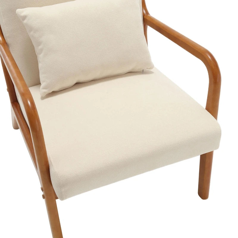 Modern Accent Chair, Solid Wood Padding Lounge Armchairs With One pillow for Living Room, Bedroom, Guest Room