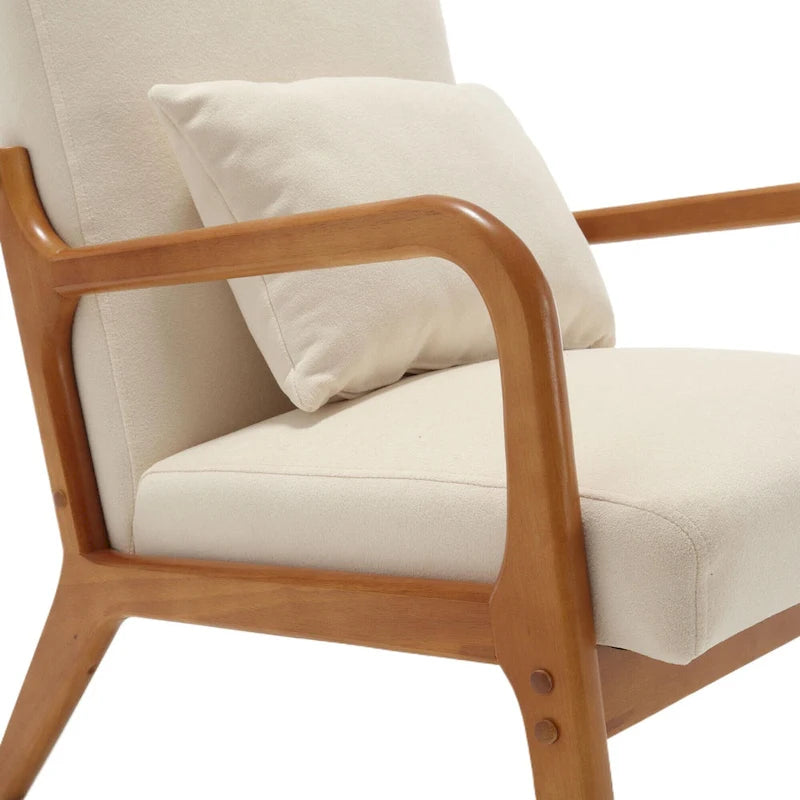 Modern Accent Chair, Solid Wood Padding Lounge Armchairs With One pillow for Living Room, Bedroom, Guest Room