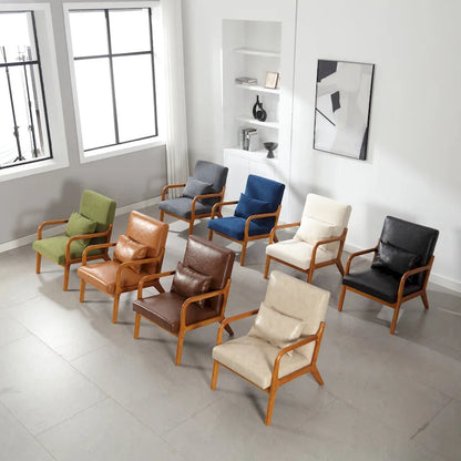 Modern Accent Chair, Solid Wood Padding Lounge Armchairs With One pillow for Living Room, Bedroom, Guest Room