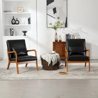 Modern Accent Chair, Solid Wood Padding Lounge Armchairs With One pillow for Living Room, Bedroom, Guest Room