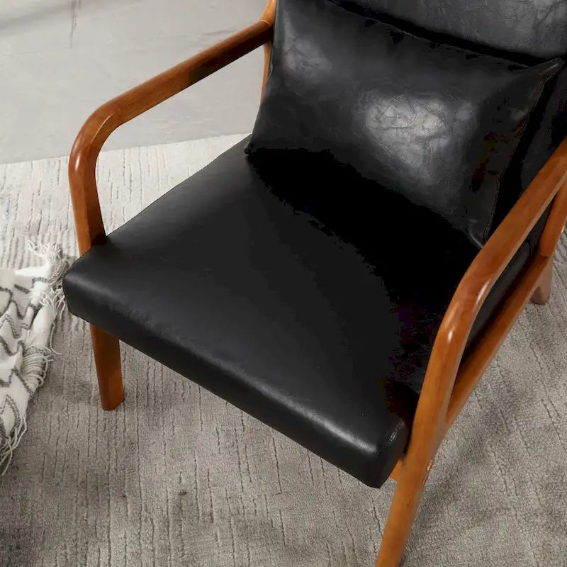Modern Accent Chair, Solid Wood Padding Lounge Armchairs With One pillow for Living Room, Bedroom, Guest Room