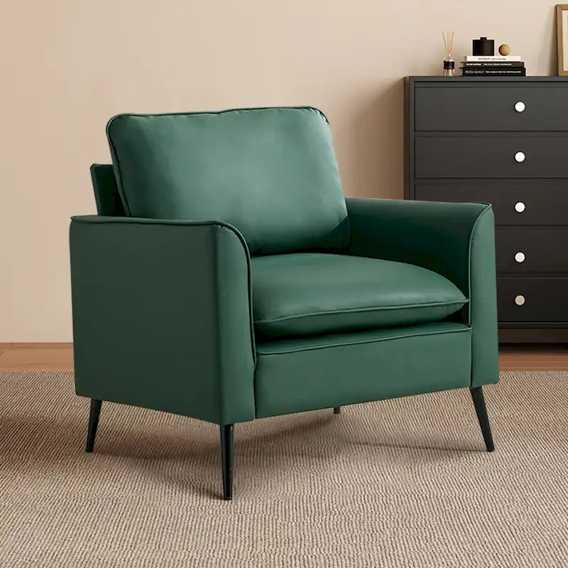 Green Modern 26 Accent Chair with Waist Pillows