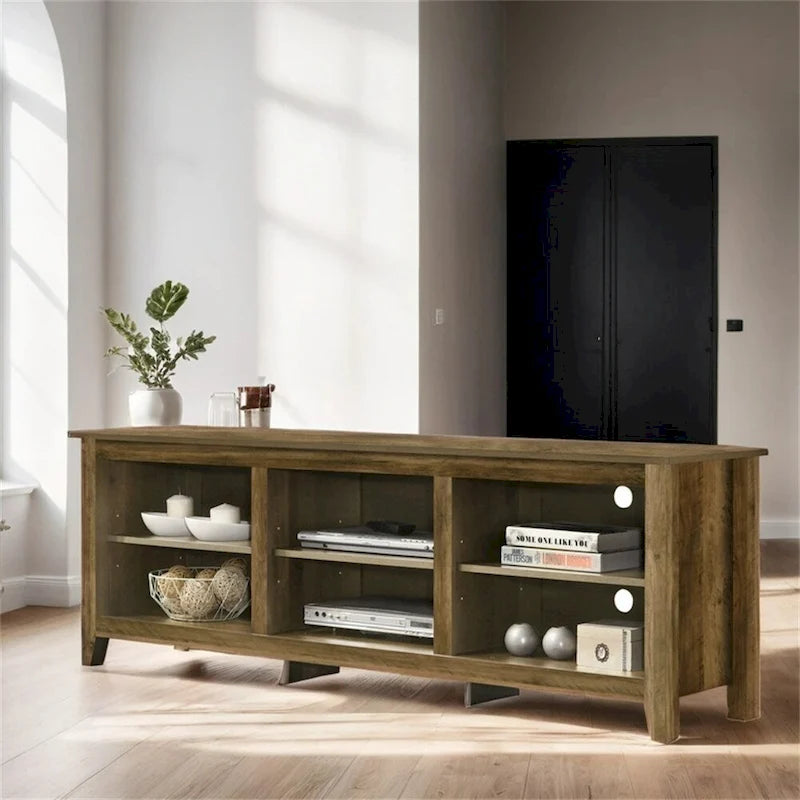 70 TV Stand with Open Shelves and Cable Management