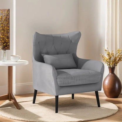 Velvet Accent Chair Upholstered Comfy Thick Cushion For Living Room