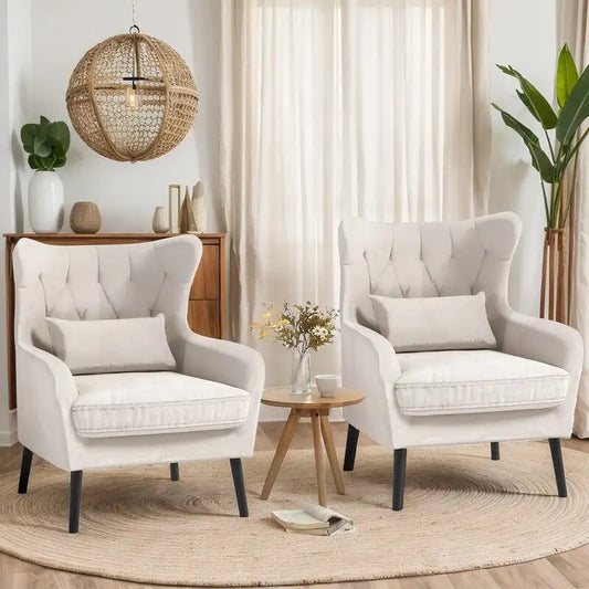 Velvet Accent Chair Upholstered Comfy Thick Cushion For Living Room