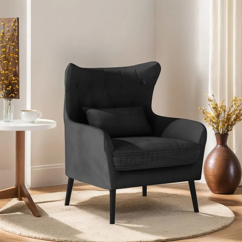 Velvet Accent Chair Upholstered Comfy Thick Cushion For Living Room