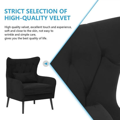 Velvet Accent Chair Upholstered Comfy Thick Cushion For Living Room