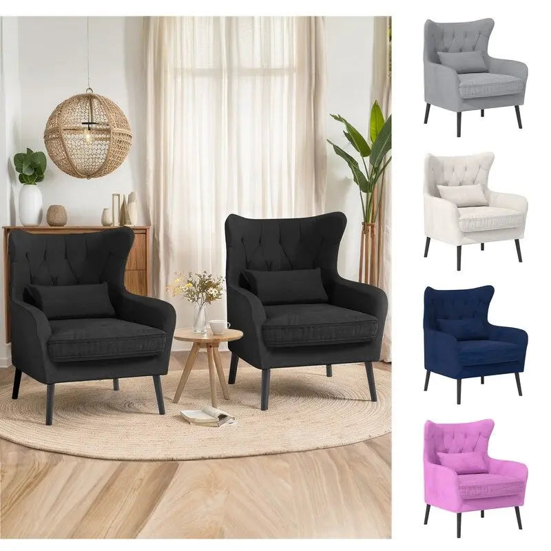 Velvet Accent Chair Upholstered Comfy Thick Cushion For Living Room