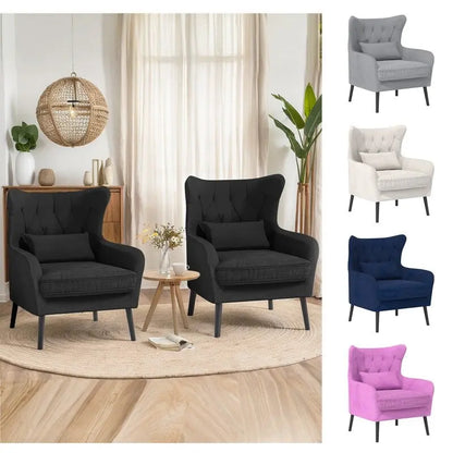 Velvet Accent Chair Upholstered Comfy Thick Cushion For Living Room