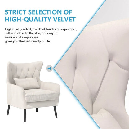 Velvet Accent Chair Upholstered Comfy Thick Cushion For Living Room
