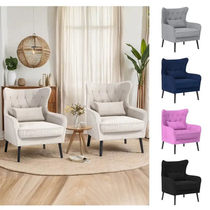 Velvet Accent Chair Upholstered Comfy Thick Cushion For Living Room