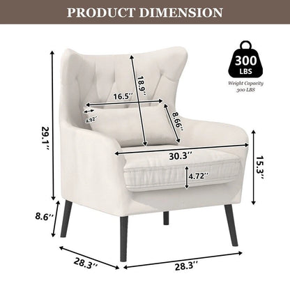 Velvet Accent Chair Upholstered Comfy Thick Cushion For Living Room