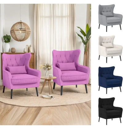 Velvet Accent Chair Upholstered Comfy Thick Cushion For Living Room