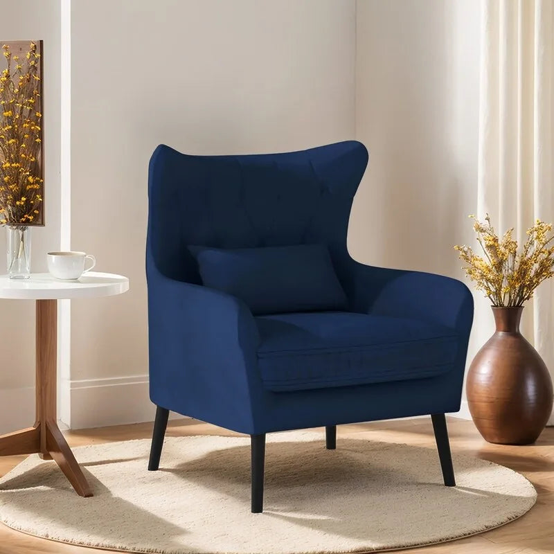 Velvet Accent Chair Upholstered Comfy Thick Cushion For Living Room