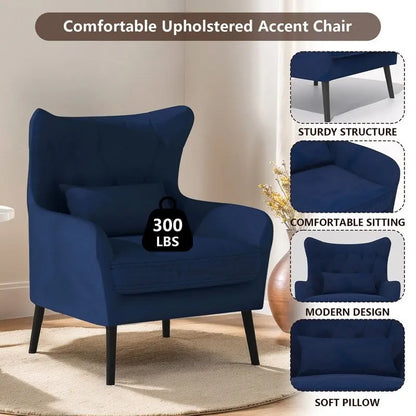 Velvet Accent Chair Upholstered Comfy Thick Cushion For Living Room