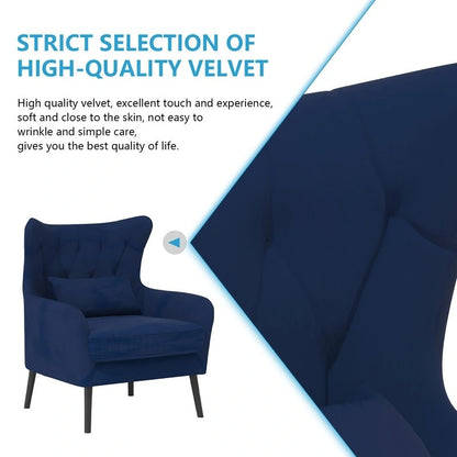 Velvet Accent Chair Upholstered Comfy Thick Cushion For Living Room