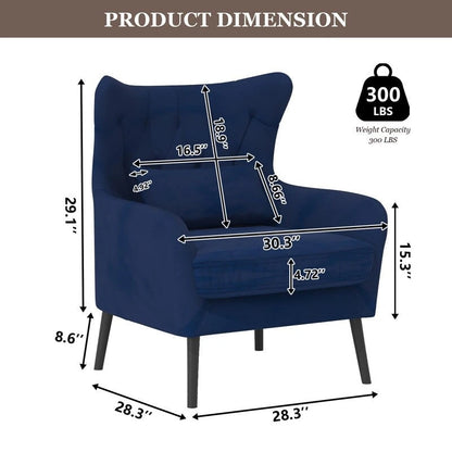 Velvet Accent Chair Upholstered Comfy Thick Cushion For Living Room