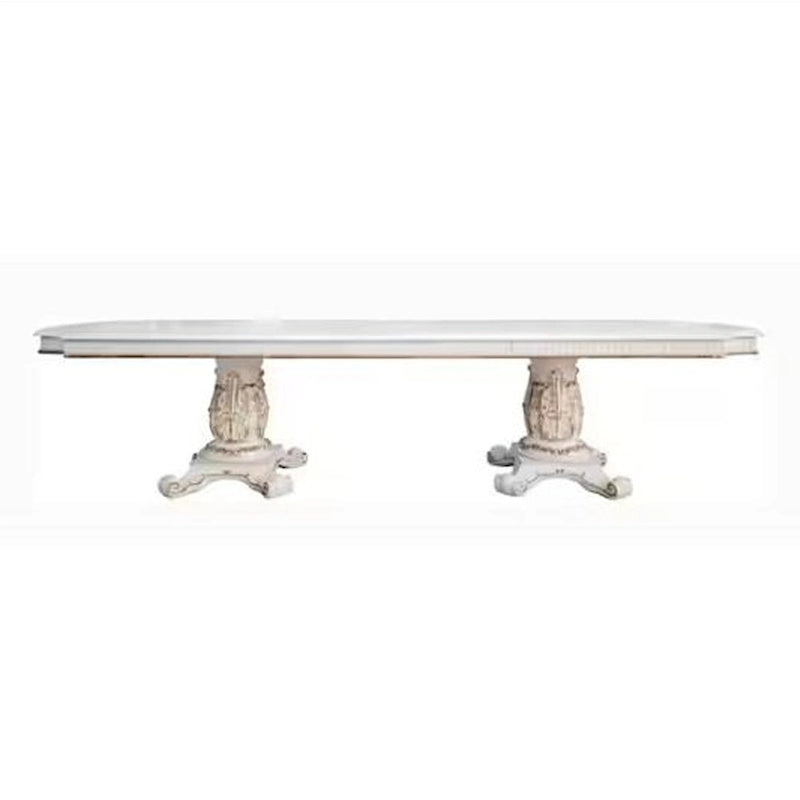 Antoine Dining Table, Double Pedestal, 84-120 Inch Antique Pearl White