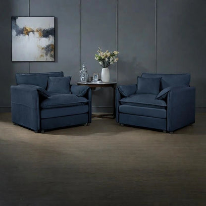 2-Pieces Chenille Accent Sofa Chair Set of 2 with Oversized Armchairs and 29.92 Deep Seats (800lb Capacity)