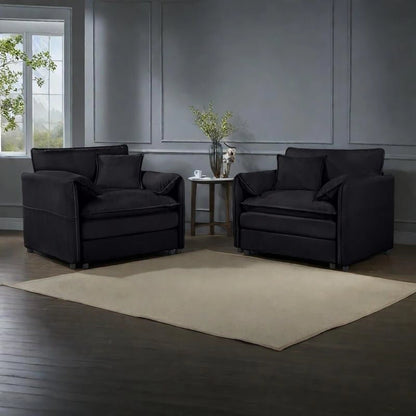 2-Pieces Chenille Accent Sofa Chair Set of 2 with Oversized Armchairs and 29.92 Deep Seats (800lb Capacity)