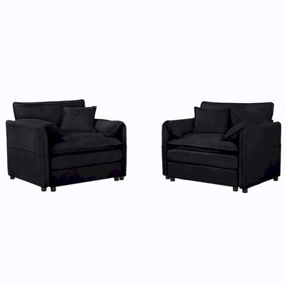 2-Pieces Chenille Accent Sofa Chair Set of 2 with Oversized Armchairs and 29.92 Deep Seats (800lb Capacity)
