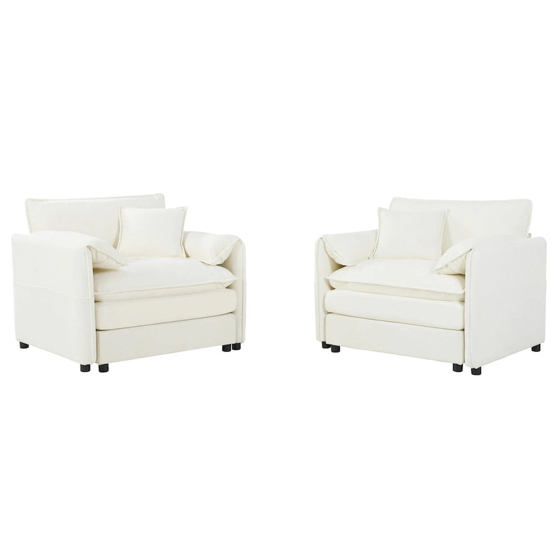 2-Pieces Chenille Accent Sofa Chair Set of 2 with Oversized Armchairs and 29.92 Deep Seats (800lb Capacity)