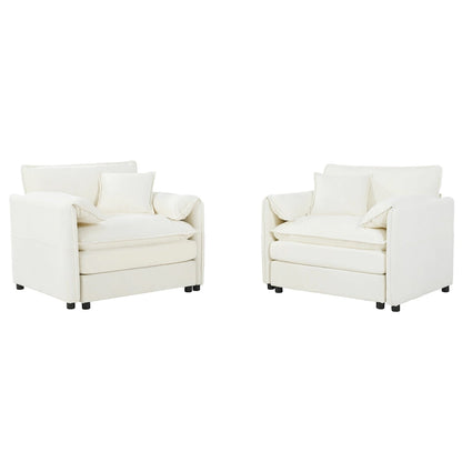2-Pieces Chenille Accent Sofa Chair Set of 2 with Oversized Armchairs and 29.92 Deep Seats (800lb Capacity)