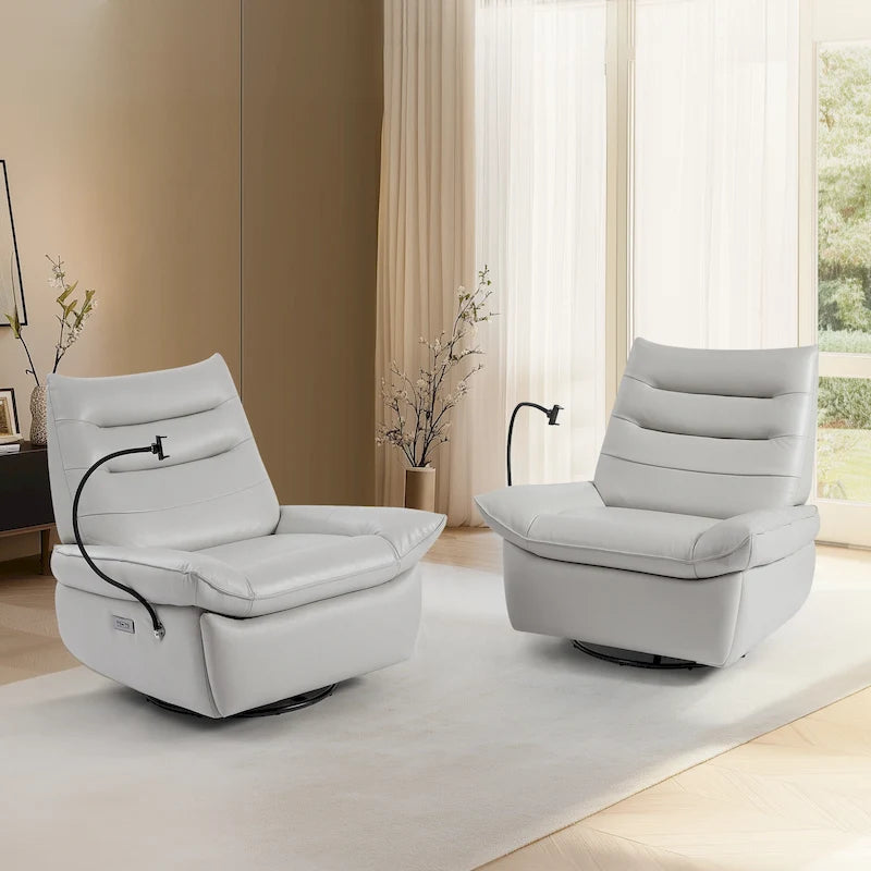 Upholstered Power Recliner Leather Lounge Chair for Living (Set of 2)
